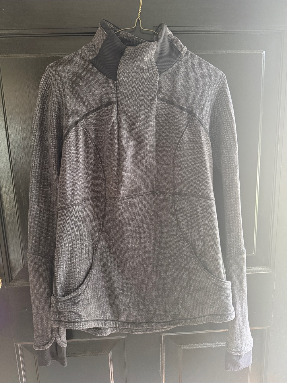 Women’s Gray Pullover Sweater with High Collar